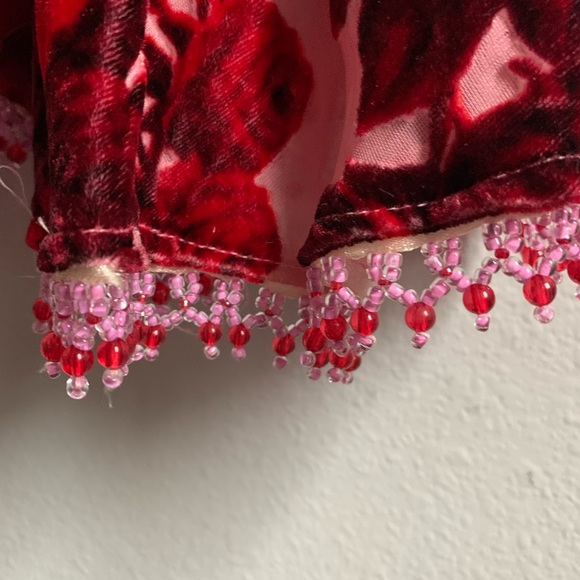 Burnout Velvet Dress | 90s Red Bias Cut Slip Dress Betsey Johnson - Picture 2 of 3